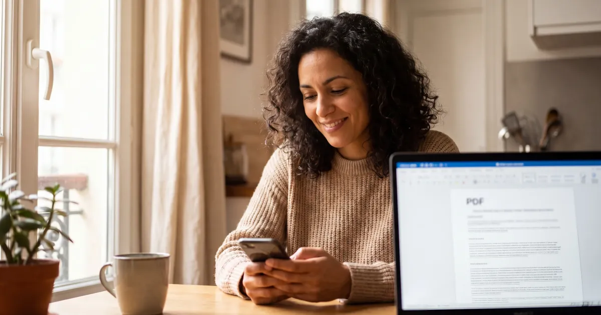 Candidat consultant les résultats de l'examen civique 2026 sur son smartphone avec l'attestation de réussite PDF reçue par email.